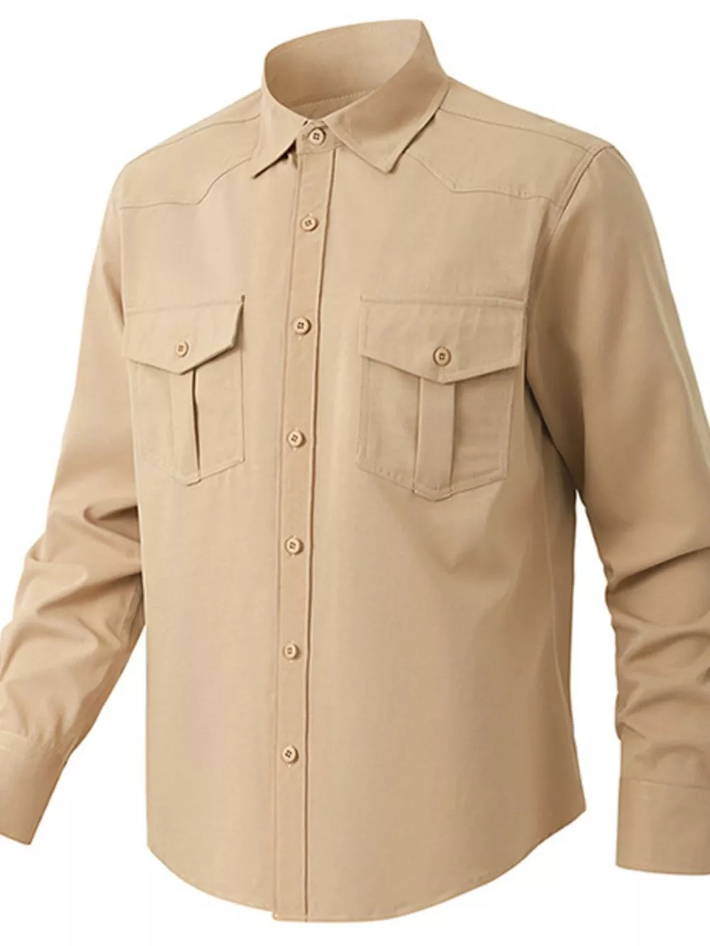 Men's Solid Color Long Sleeve Button-Up Shirt, image 5