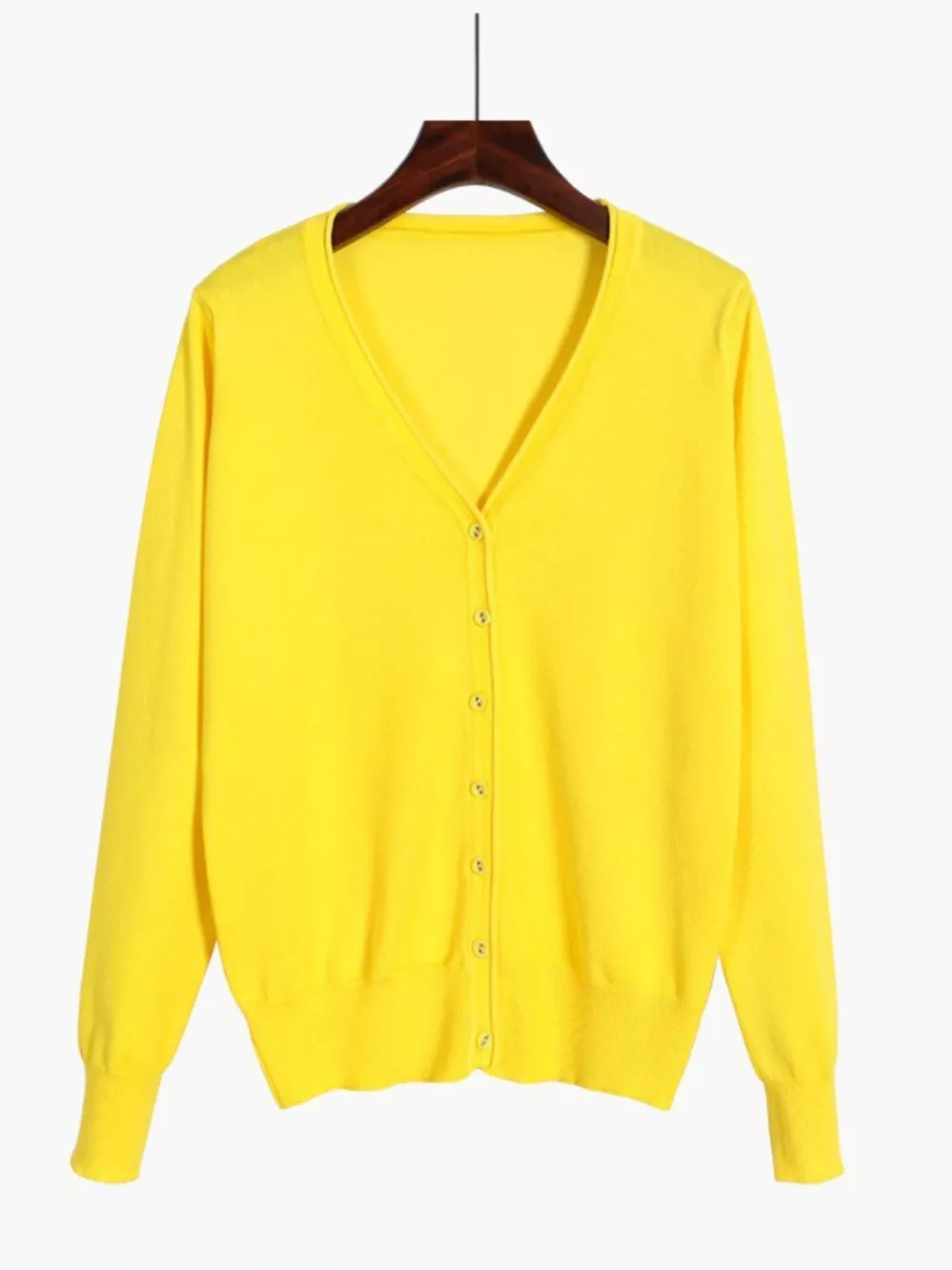 Classic V-Neck Button-Down Knit Cardigan, image 67