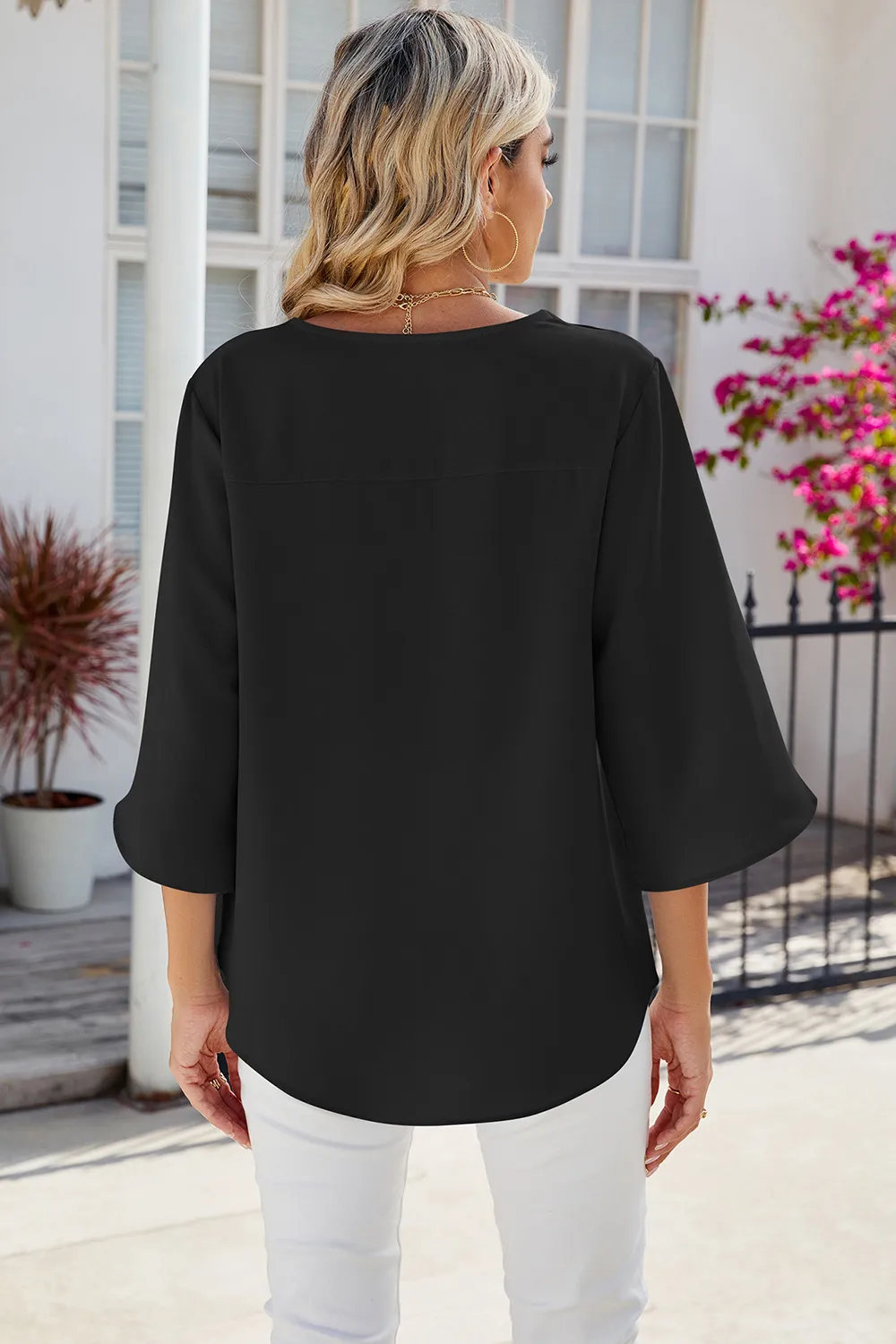 V-Neck Three-Quarter Sleeve Top, image 12