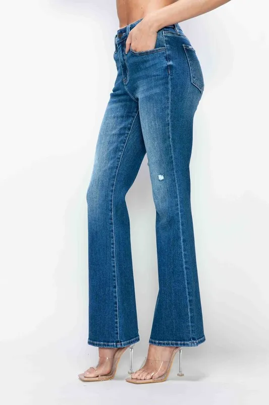 Full Size High Rise Bootcut Jeans with Pockets, image 11