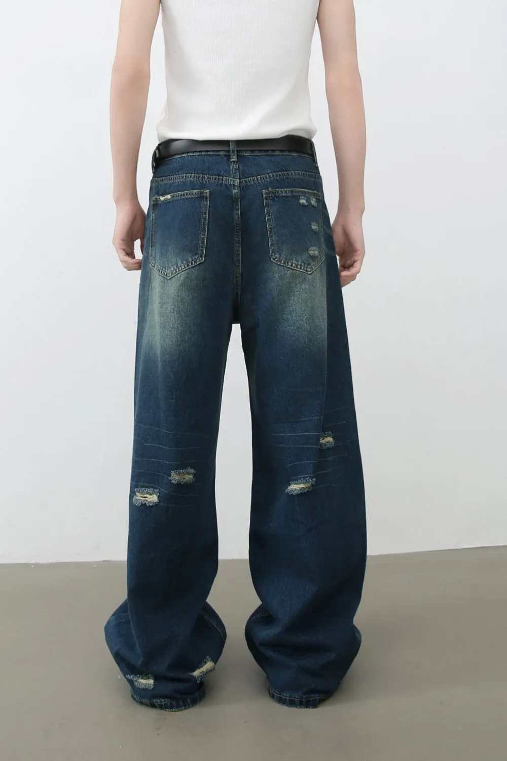 Men's Distressed Wide Leg Jeans, image 2