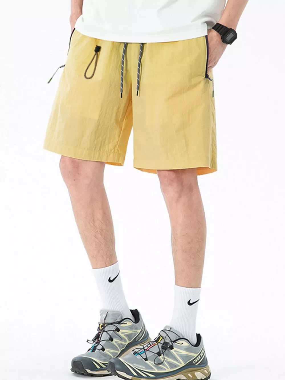 Men's Lightweight Drawstring Shorts with Zipper Pockets, image 3