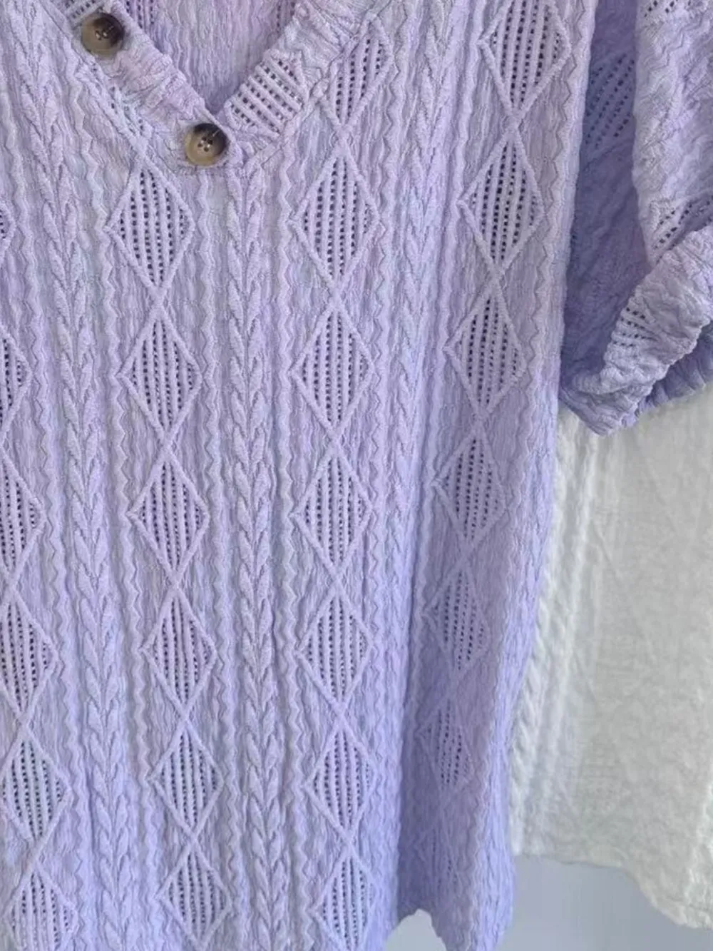 Textured V-Neck Short Sleeve Top, image 20
