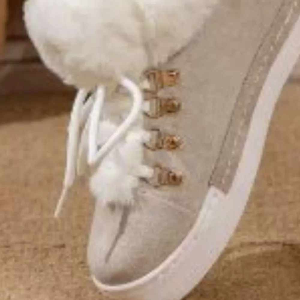 Fuzzy Trim Lace-Up Ankle Boots, image 23