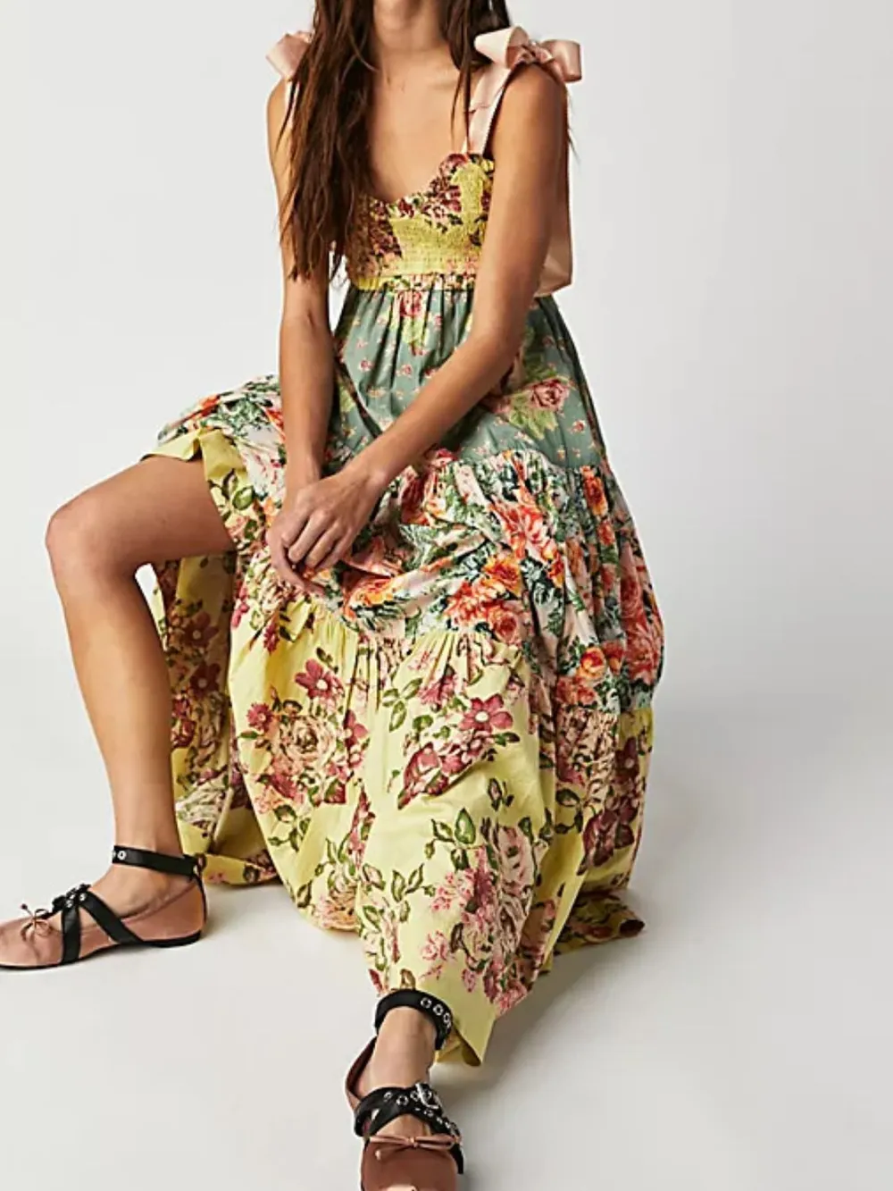 Printed V-Neck Tie Shoulder Cami Dress, image 8