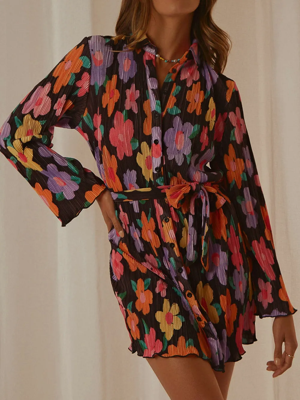 Printed Long Sleeve Mini Dress, image 25