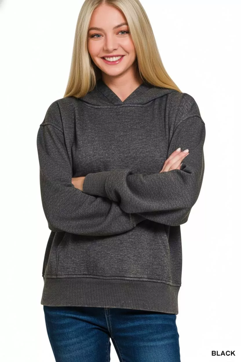Fleece Acid Wash Kangaroo Pocket Hoodie, image 3