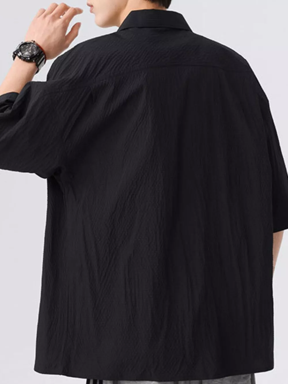 Men's Full Size Textured Short-Sleeve Shirt Plus Size, image 6
