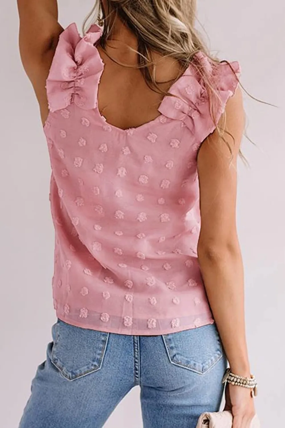 Full Size Swiss Dot V-Neck Tank, image 15