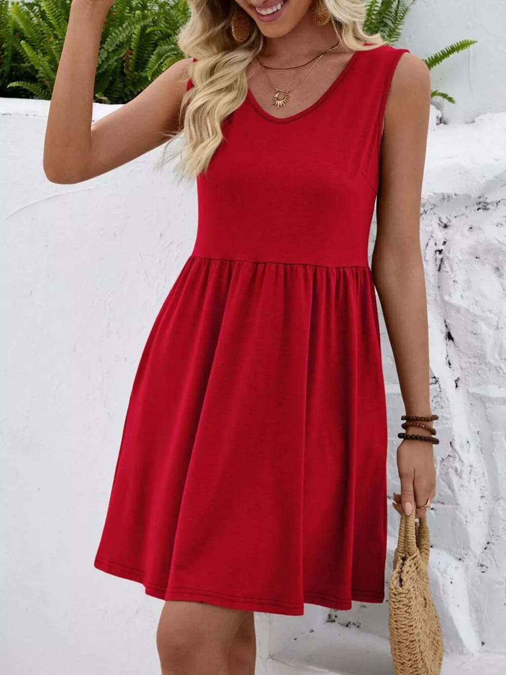 V-Neck Sleeveless Mini Dress, image 15