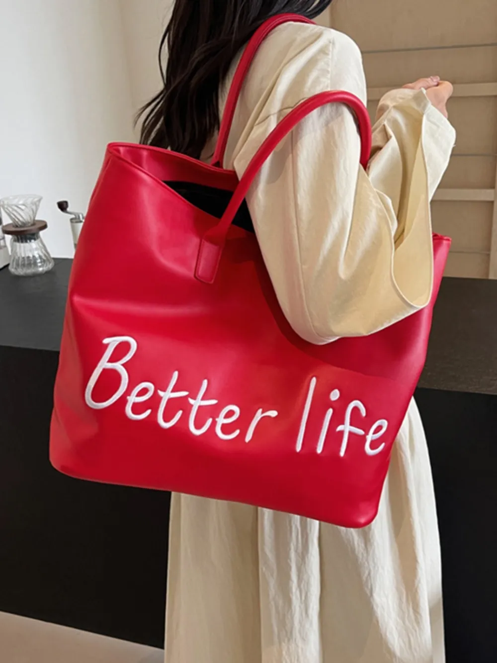 BETTER LIFE PU Leather Tote Bag, image 17