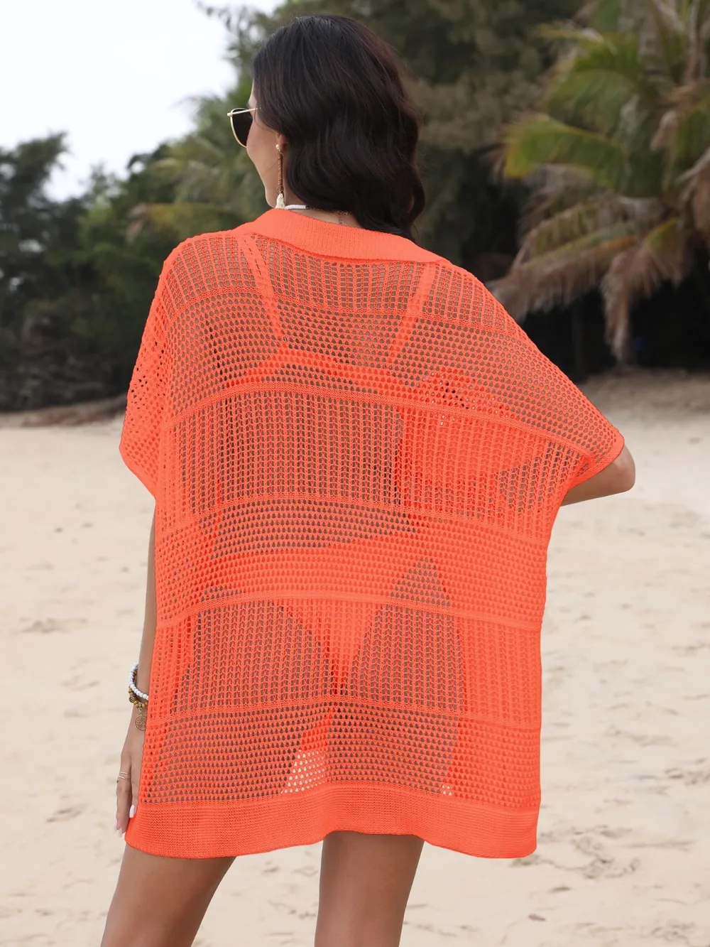 Hollow Out Collared Neck Cover-Up, image 13
