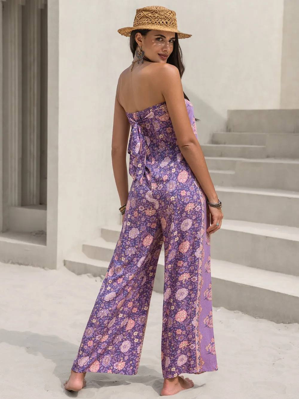 Tied Printed Tube Wide Leg Jumpsuit, image 18
