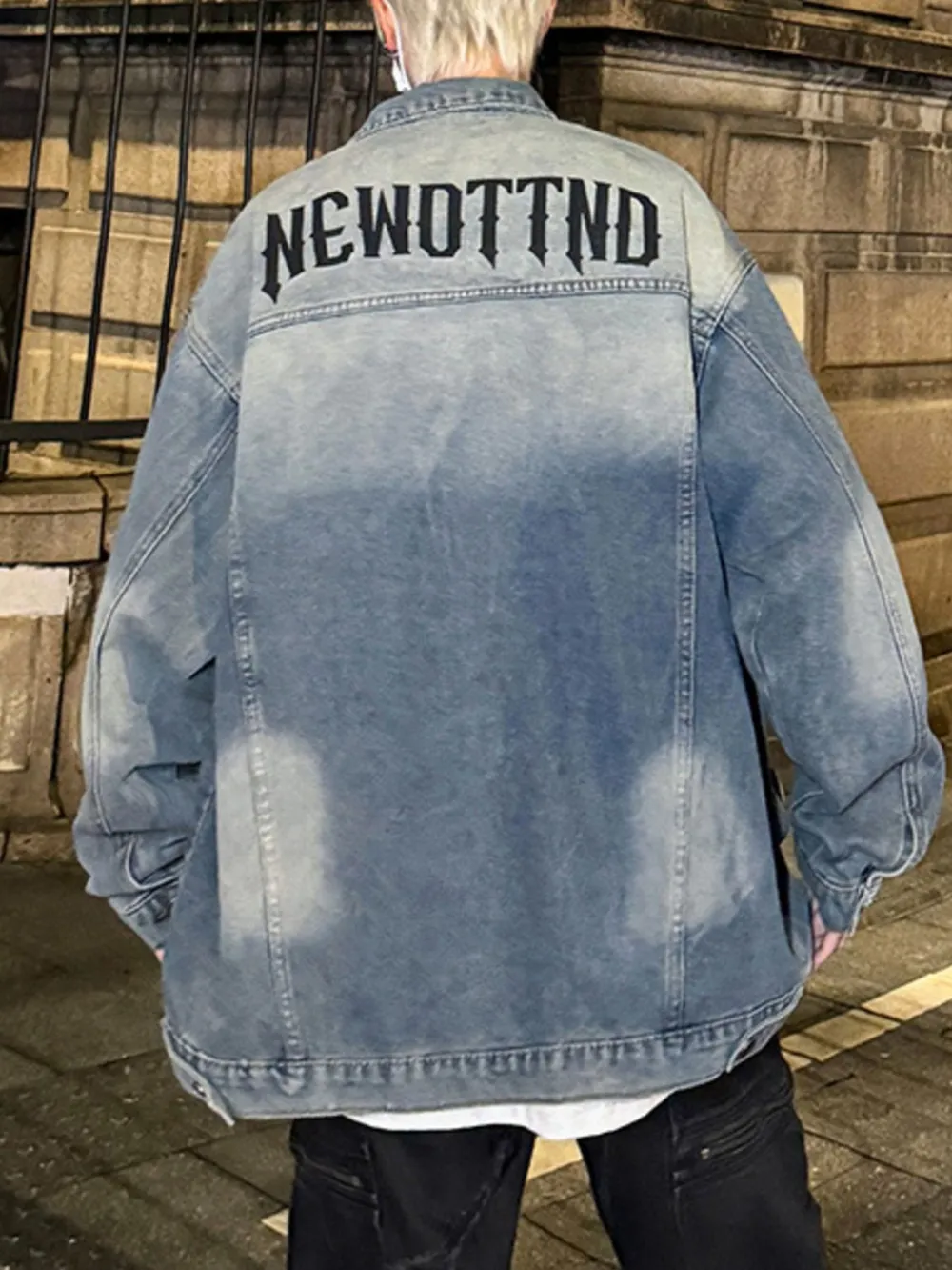 Men's Plus Size Oversized Button Up Washed Denim Jacket, image 7
