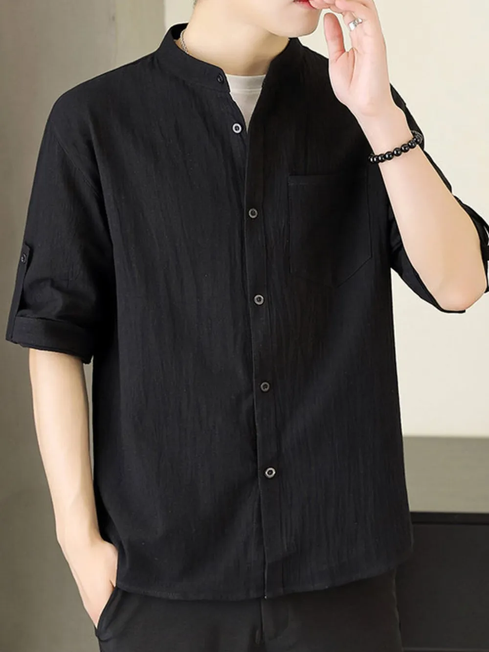 Men's Plus Size Button Up Short Sleeve Shirt, image 2