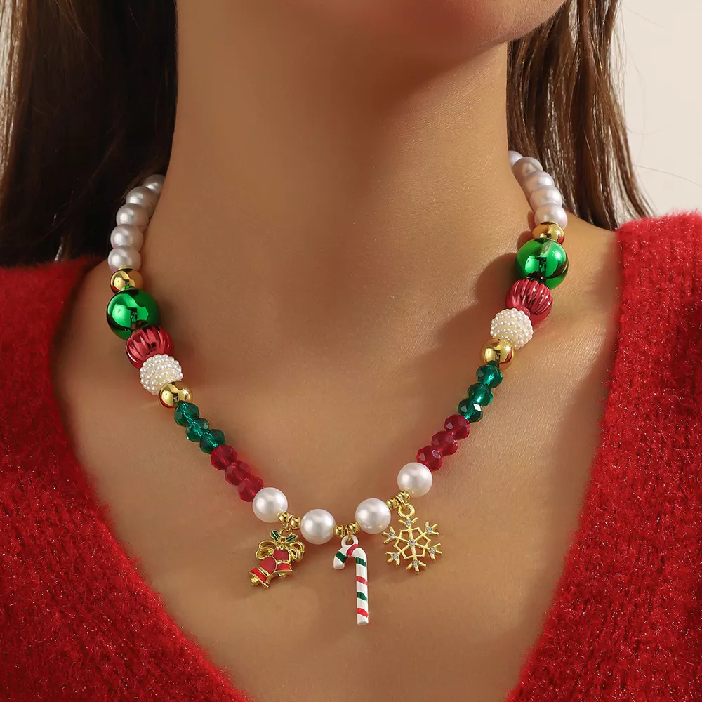 Christmas Acrylic Bead Charm Necklace, image 2