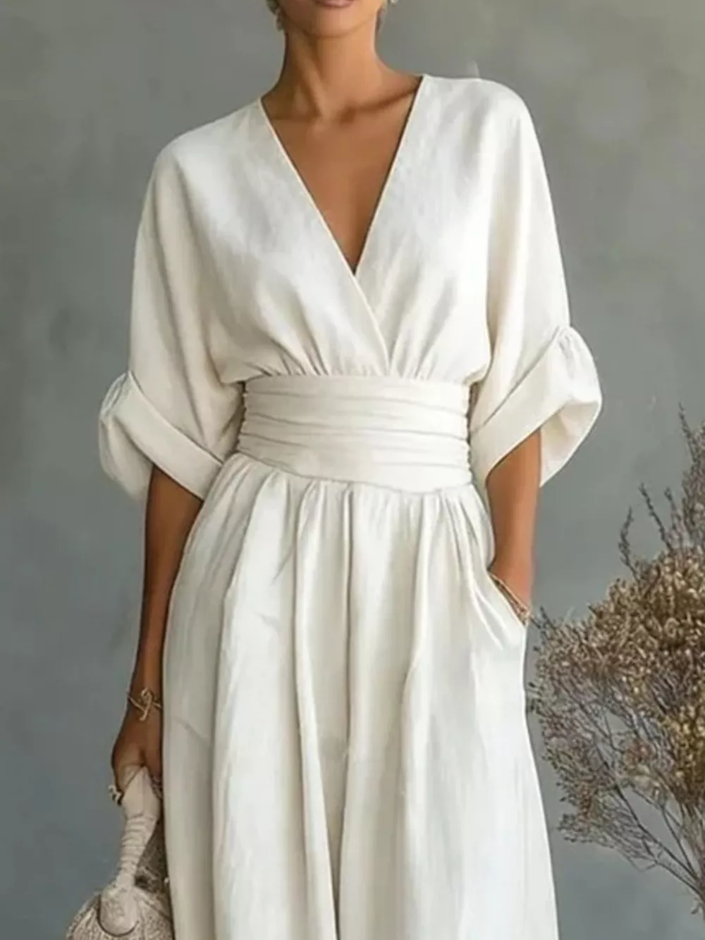 Full Size Half Sleeve Wide Leg Jumpsuit Plus Size, image 5