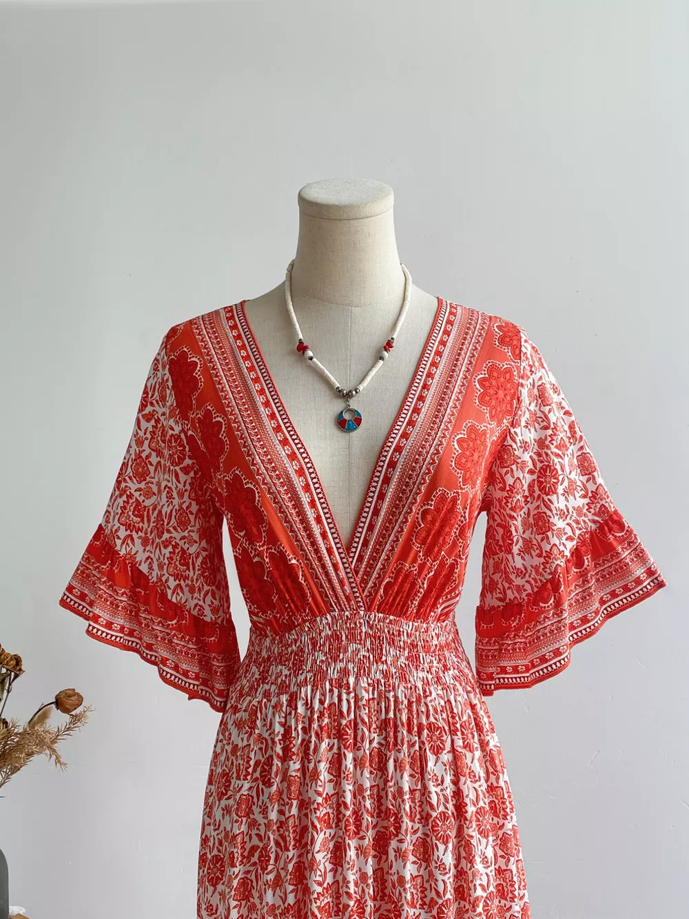 Floral Deep V-Neck Dress, image 7