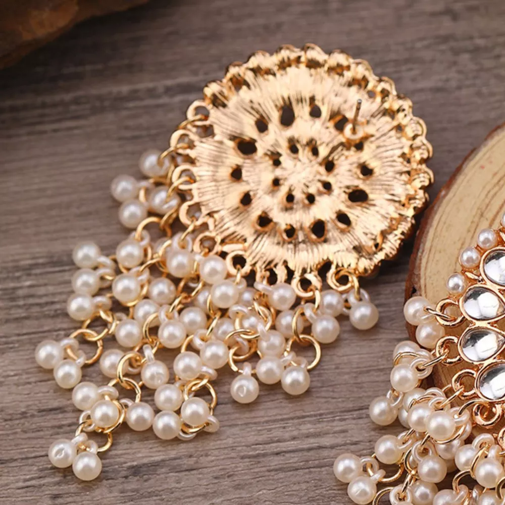 Pearl Fringe Dangle Earrings, image 3