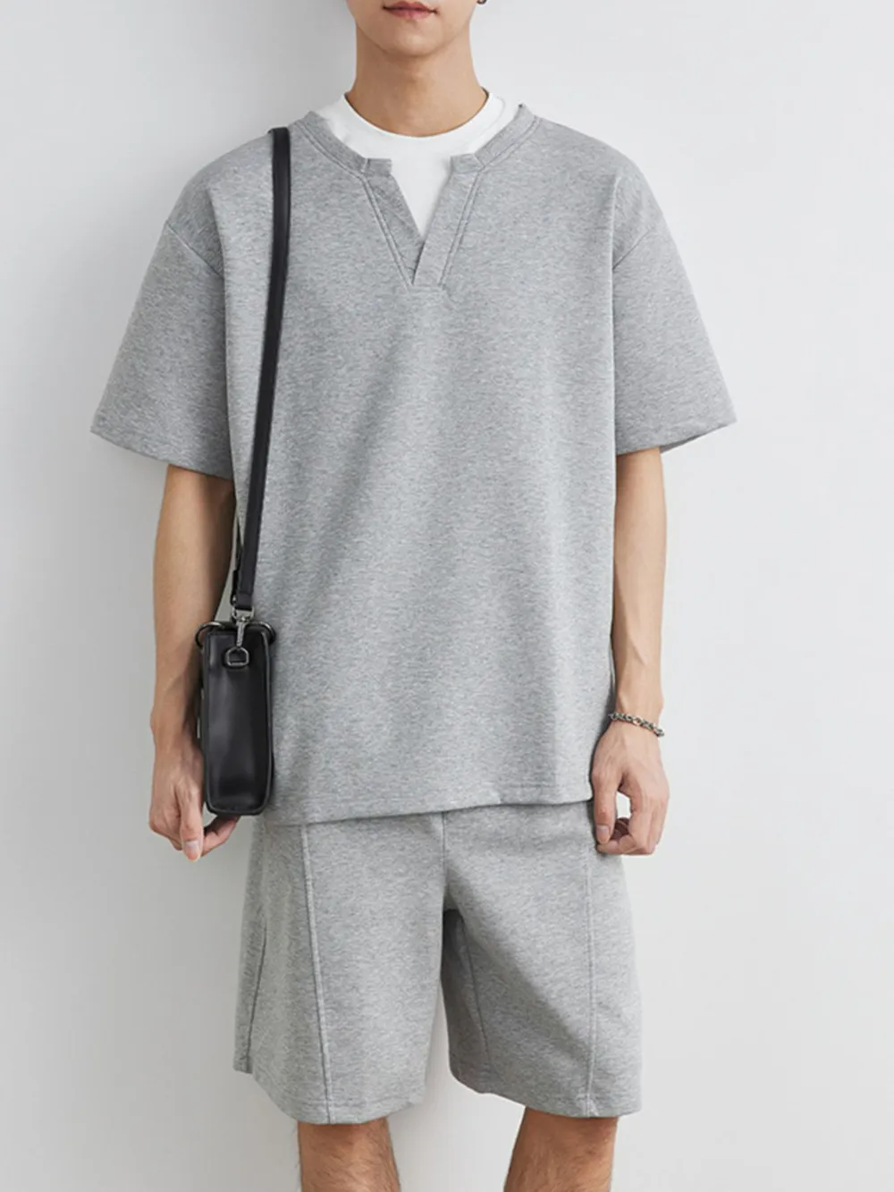 Men's Plus Size Half Sleeve Top and Shorts Set, image 7