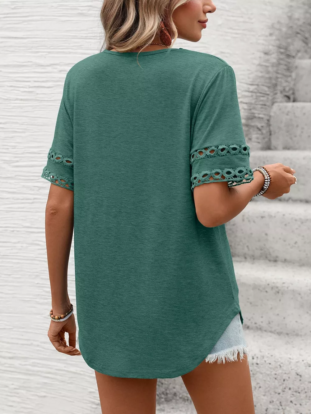 V-Neck Hollow-Out Sleeve T-Shirt, image 6