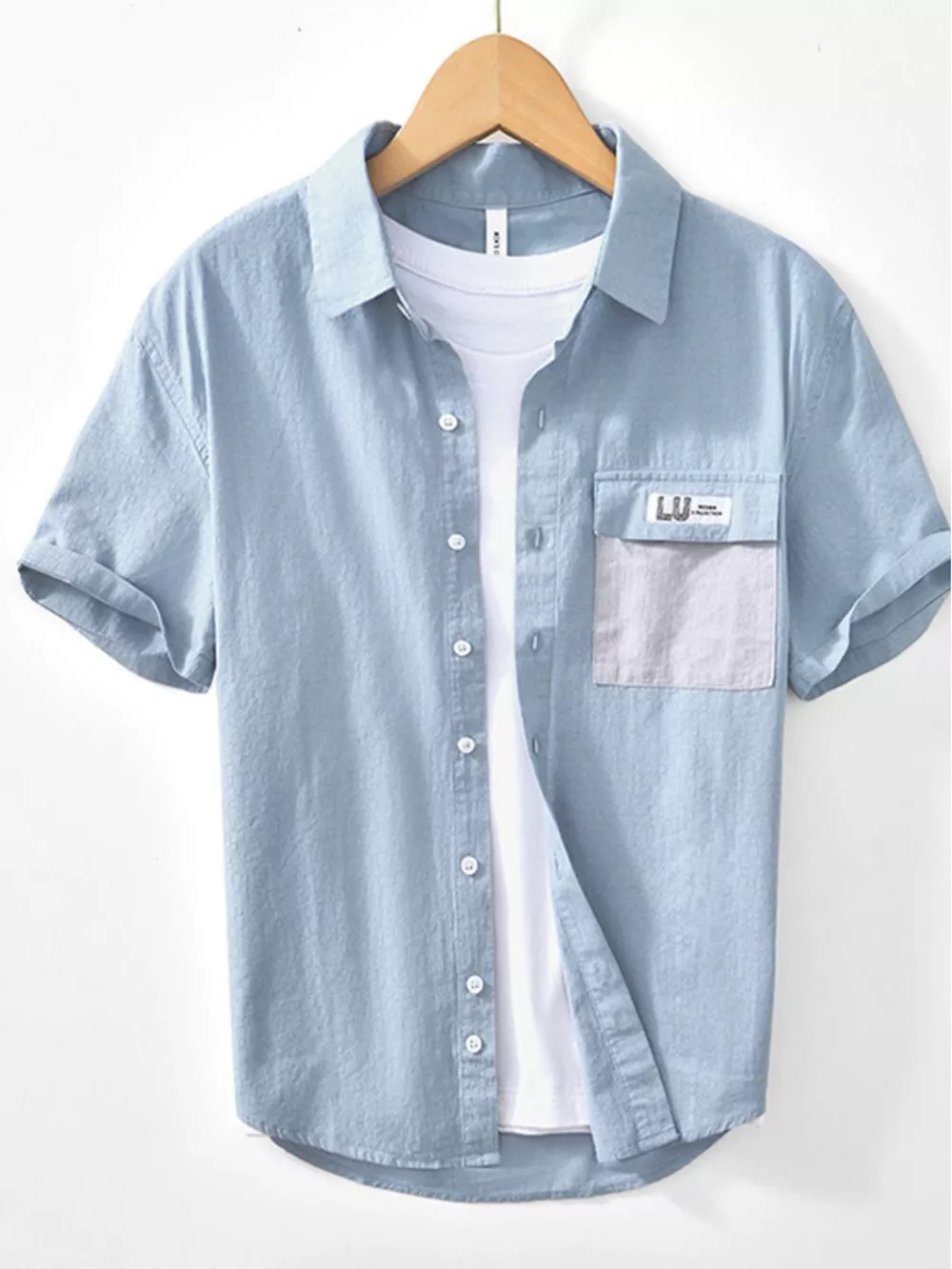 Men's Casual Short-Sleeve Button-Down Shirt