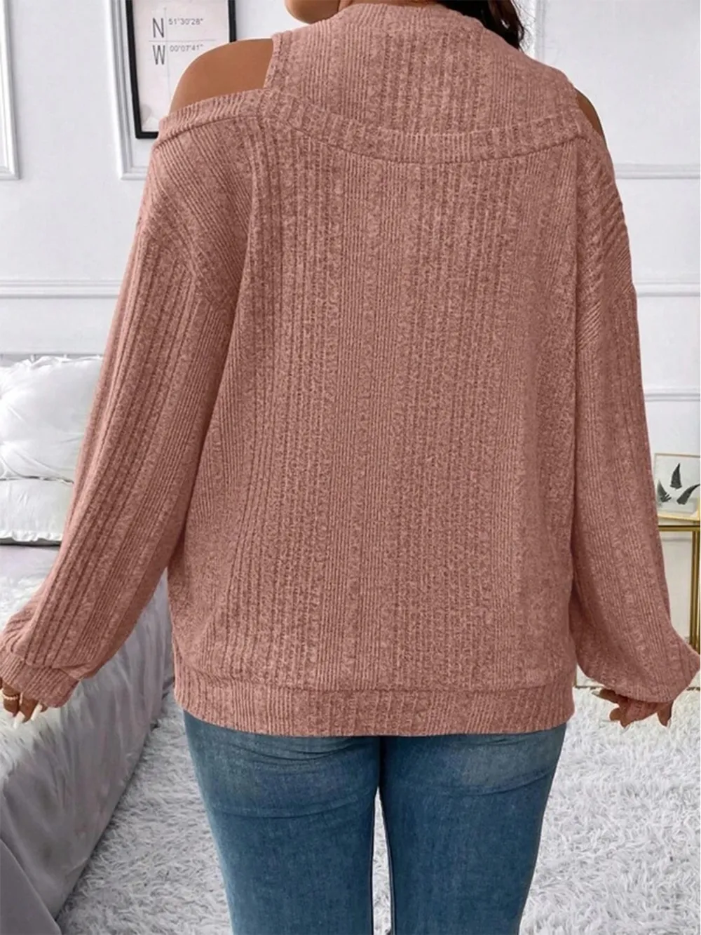 Round Neck Cold Shoulder Sweater, image 11