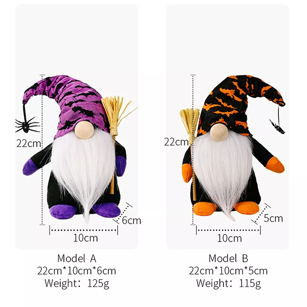 Halloween Decorative Gnomes with Witch Hats and Broomsticks, image 9