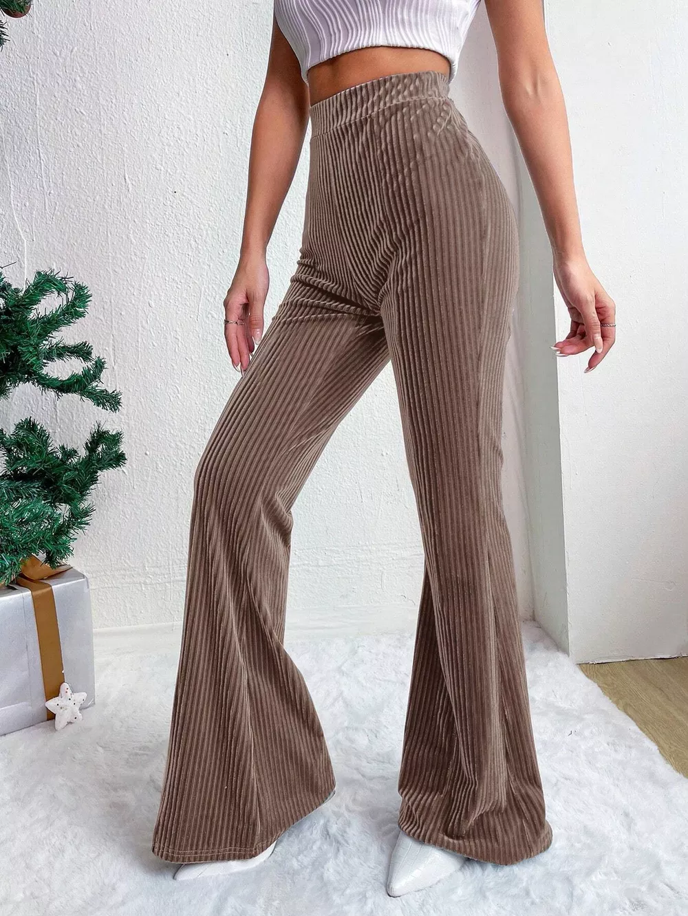 Corduroy High Waist Flare Pants, image 22