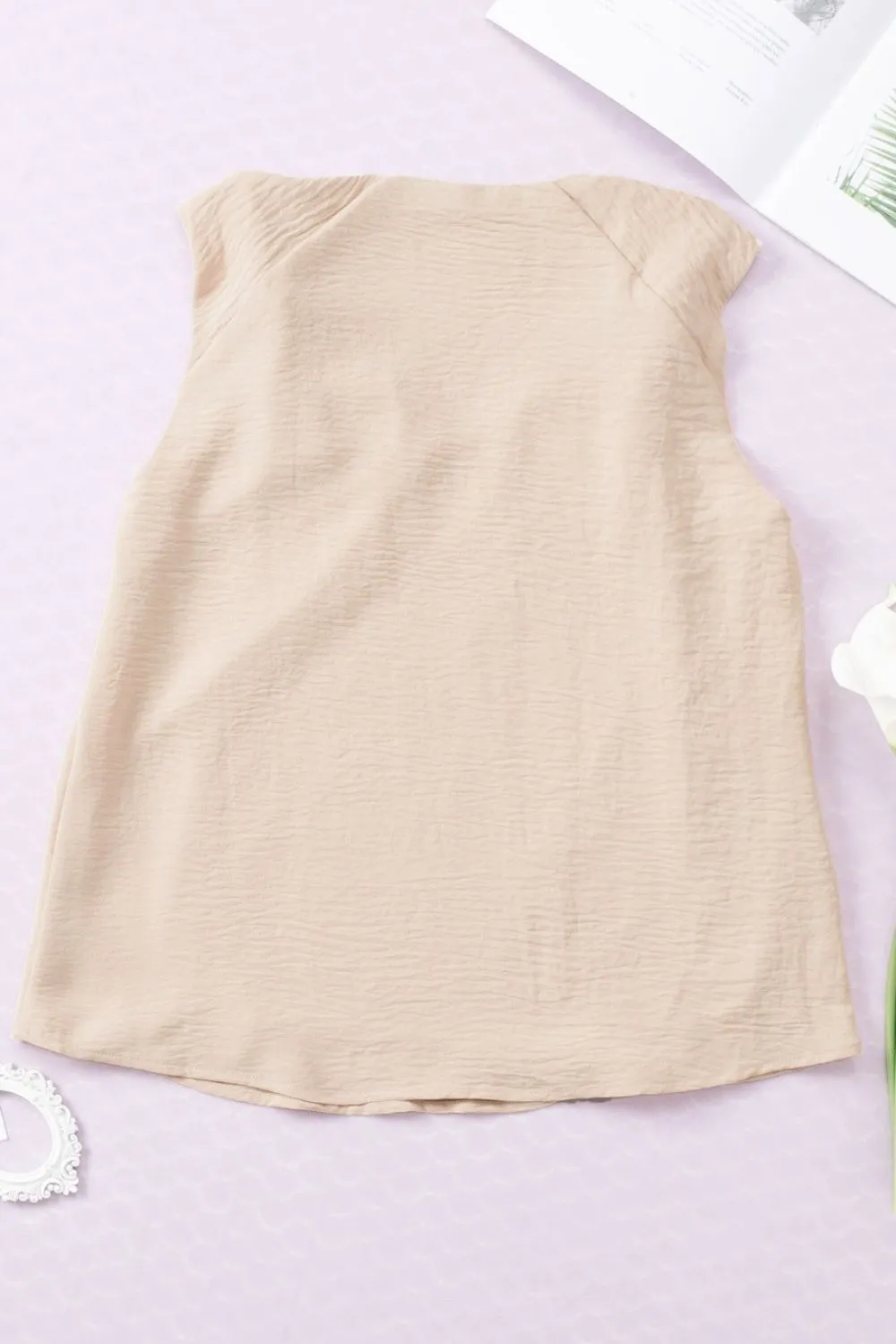 V Neck Knotted Shoulder Vest, image 16
