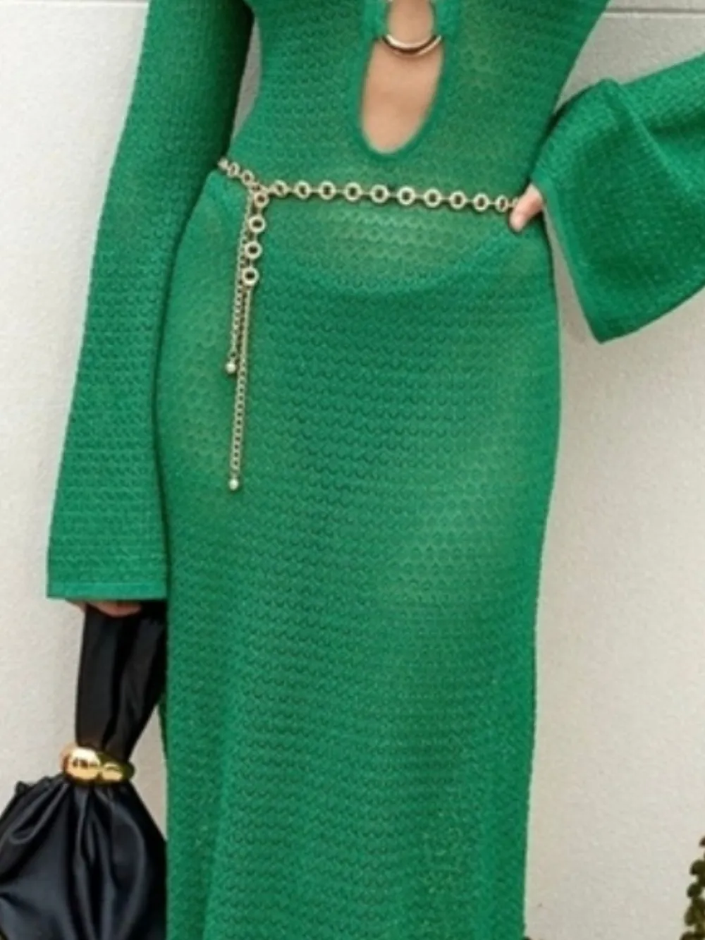 Slit Plunge Flare Sleeve Cover-Up Dress, image 16