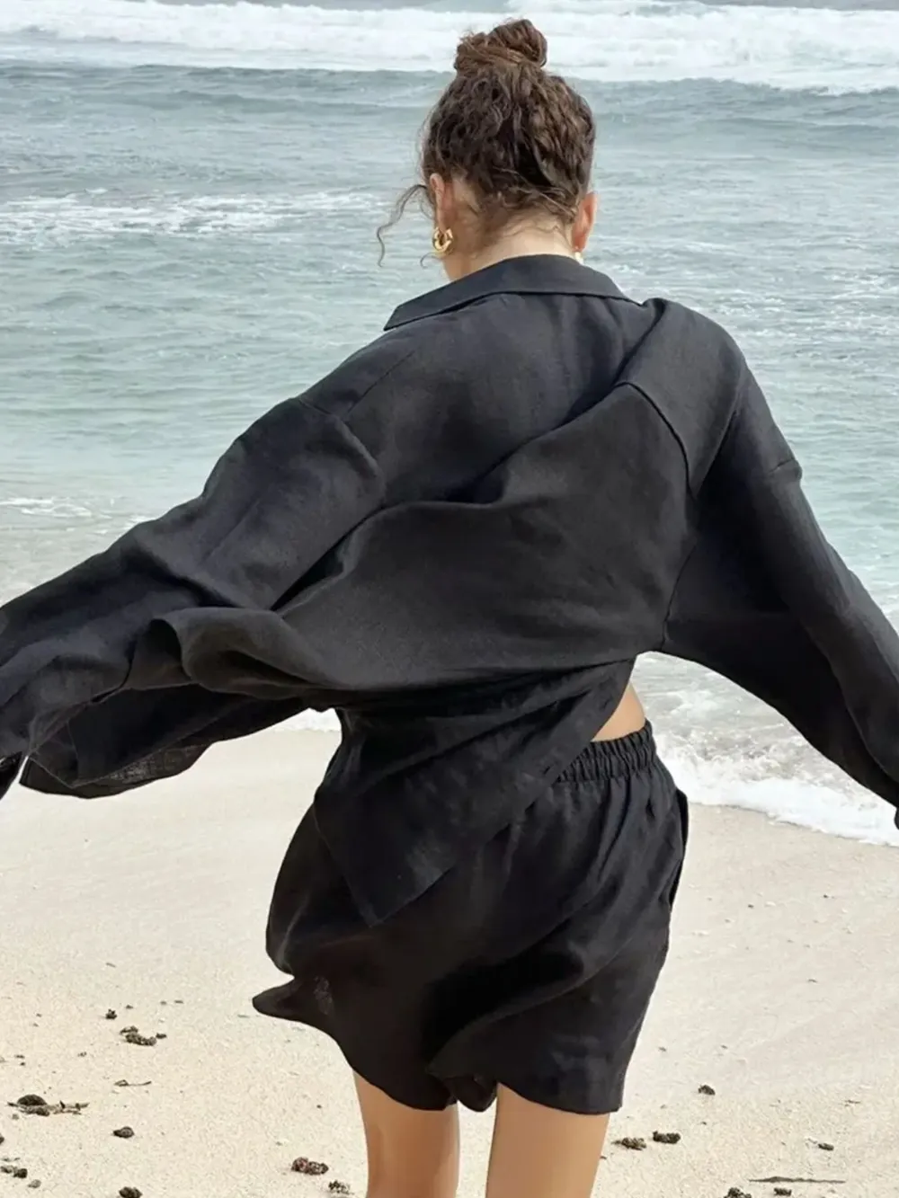 Button Up Long Sleeve Shirt and Shorts Set, image 8