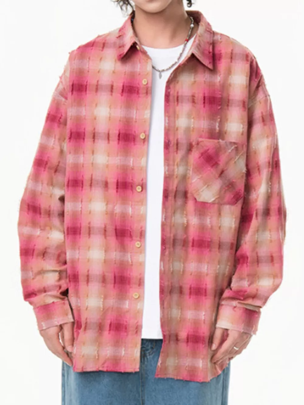 Men's Plus Size Plaid Button Up Long Sleeve Shirt, image 5