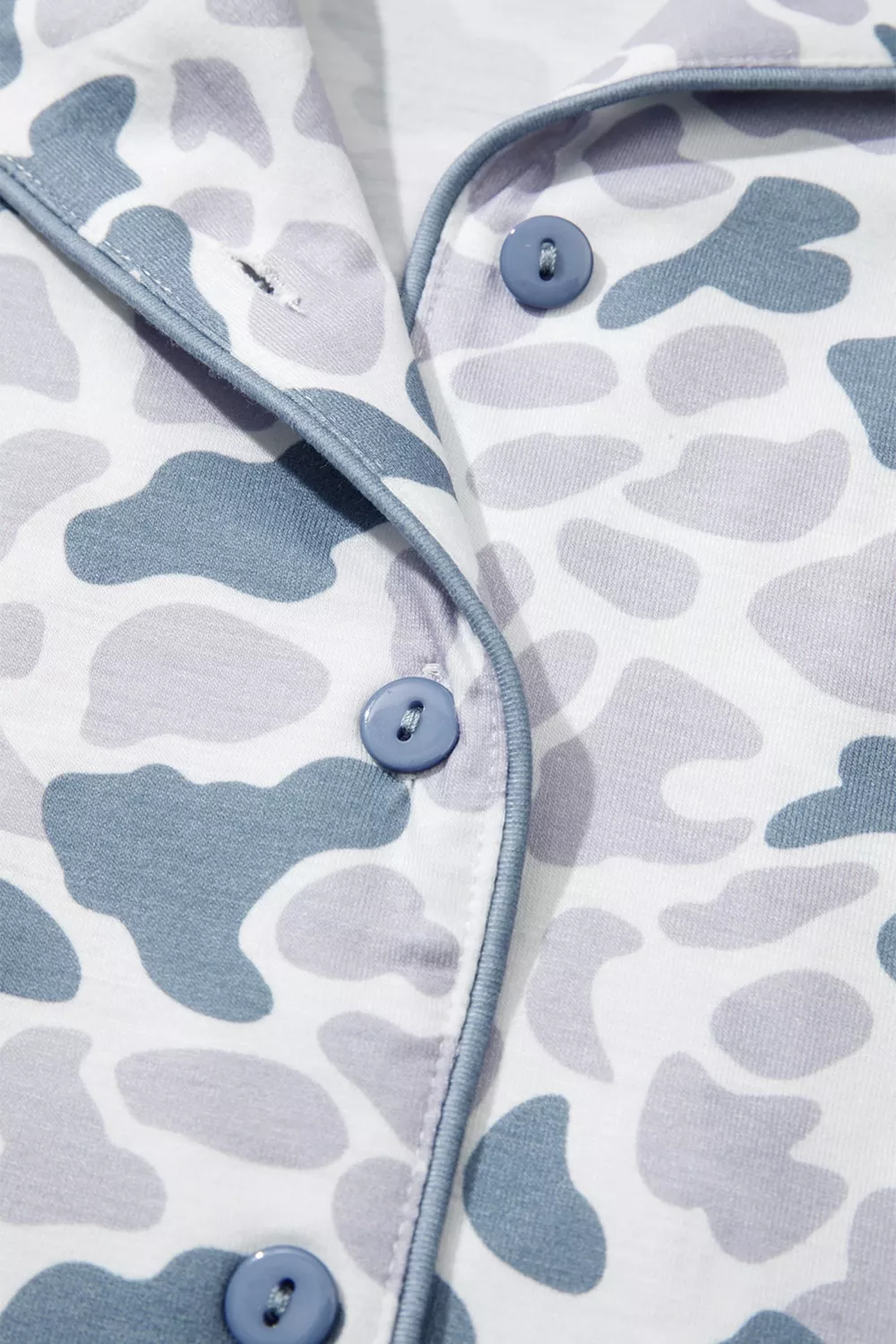 Camouflage Print Lapel Shirt Drawstring 2pcs Short Pajama Set, image 6