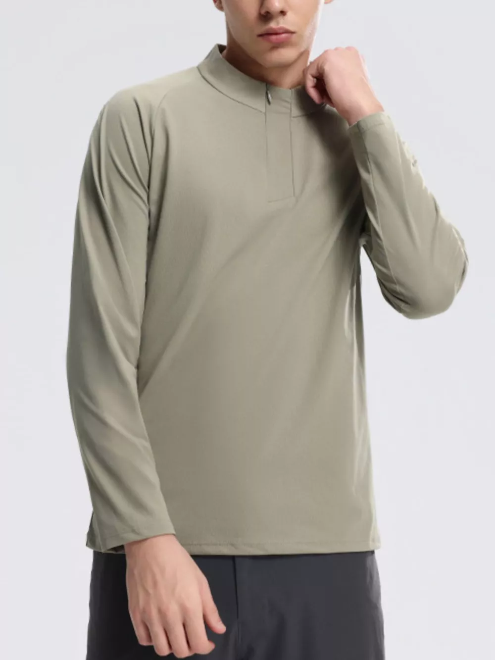 Men's Plus Size Solid Color Long Sleeve Active Top