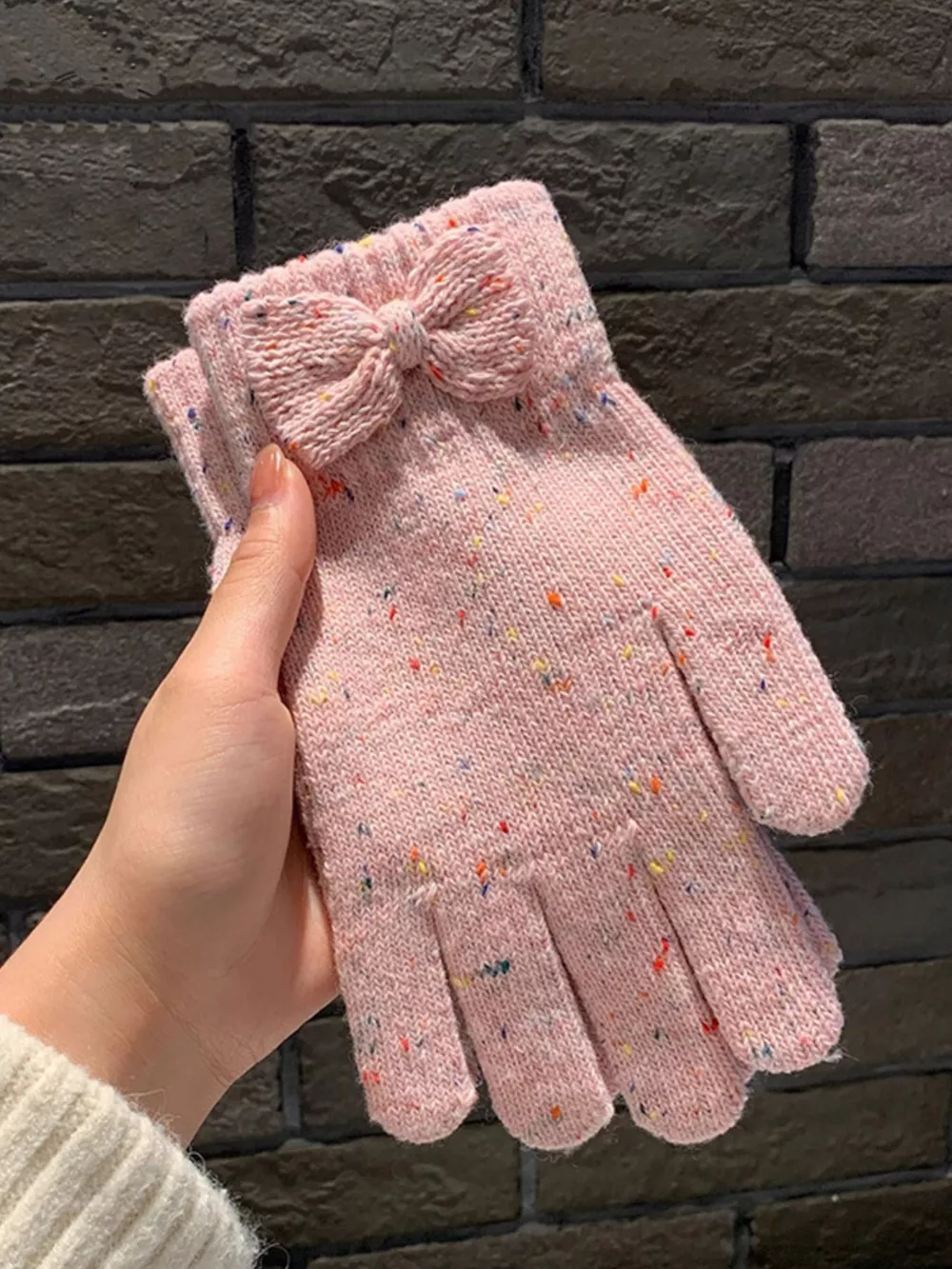 Knitted Bow Accent Gloves, image 2