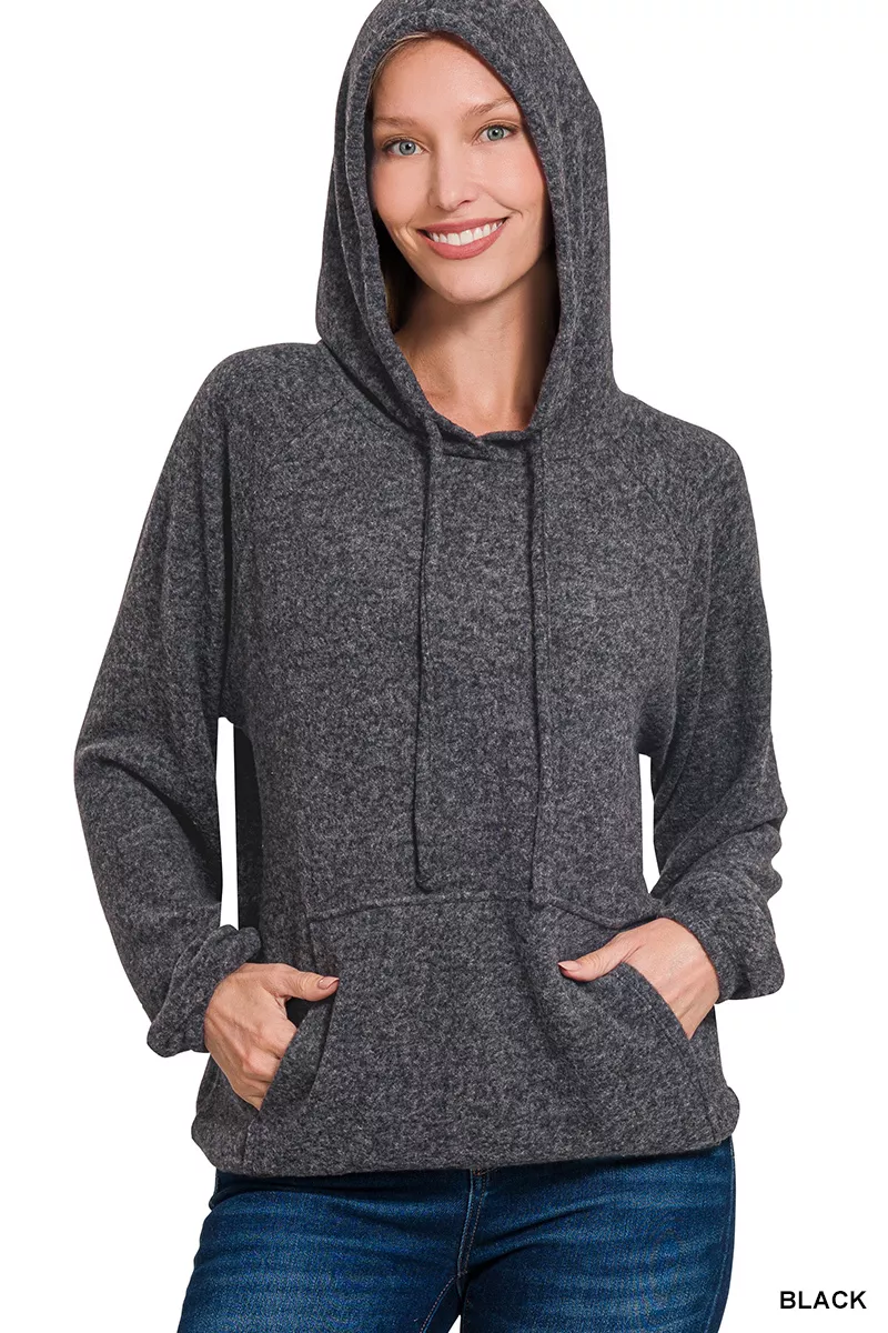 Brushed Hacci Melange Hooded Sweater