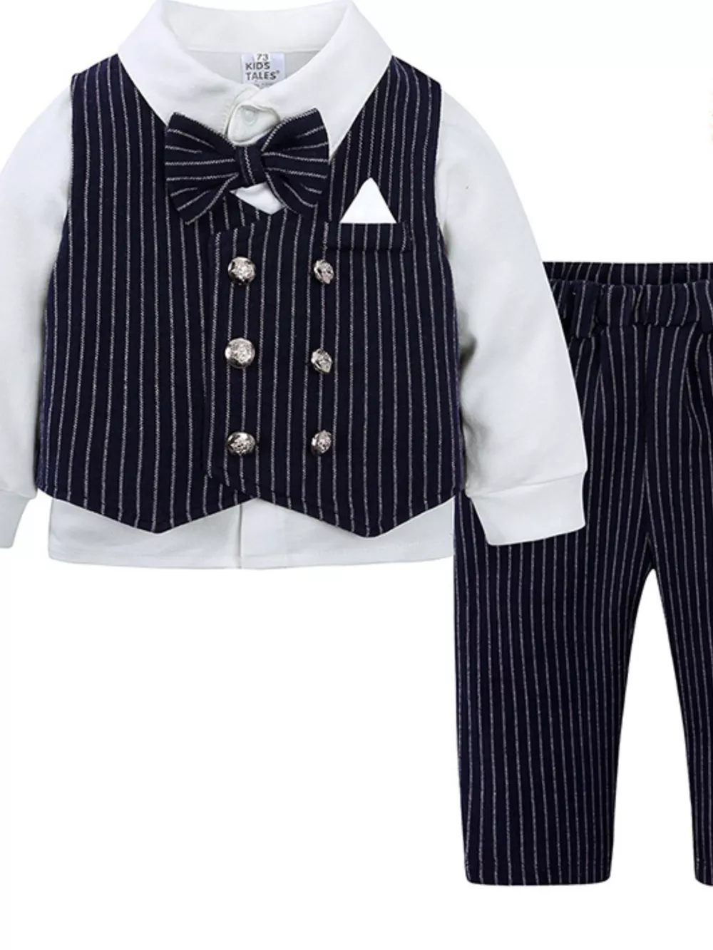 Children's Striped Vest and Pants Suit Set, image 7