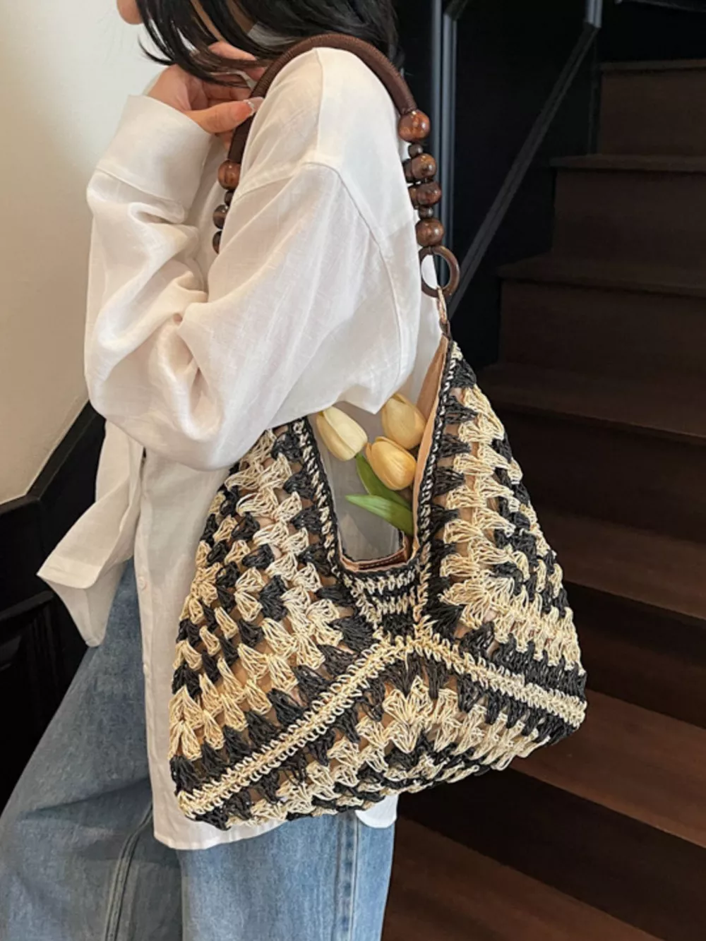Crochet Hobo Handbag, image 4