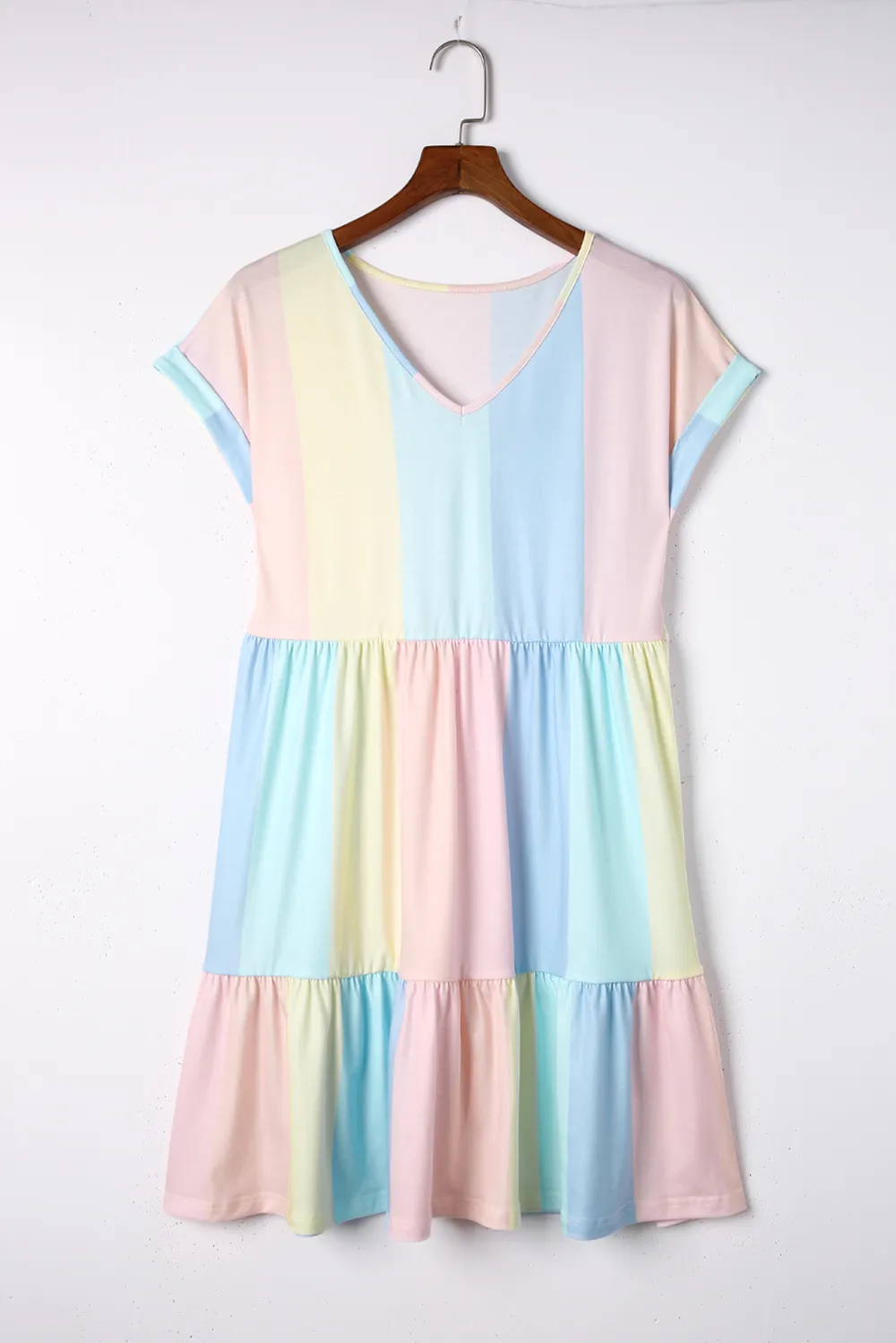 Color Block V-Neck Short Sleeve Mini Dress, image 4