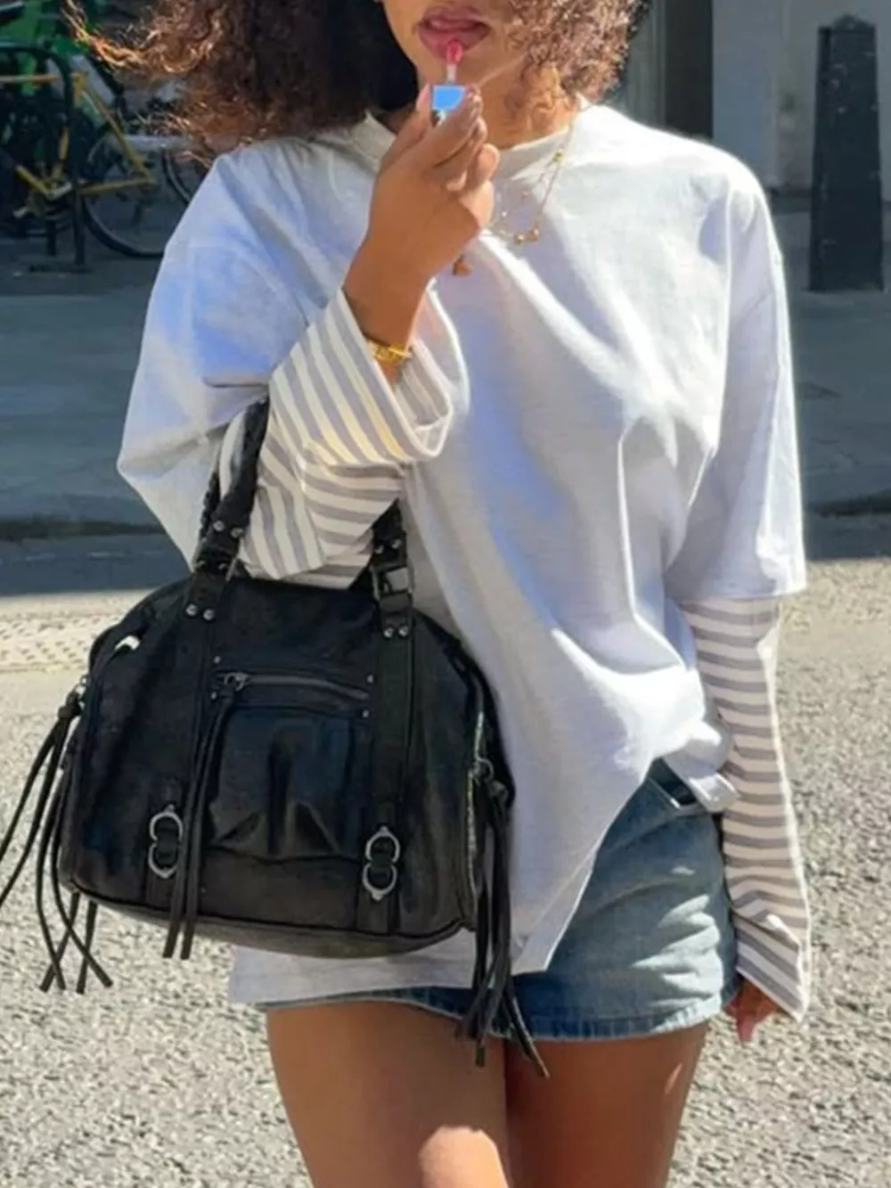 Contrast Striped Long Sleeves T-Shirt, image 4