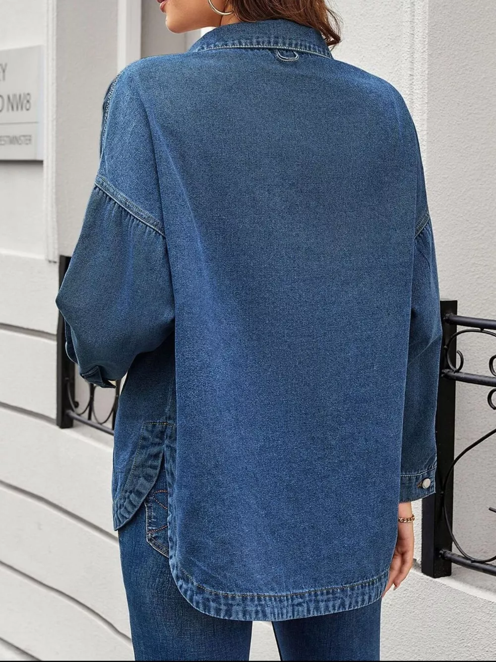 Casual Button Up Loose Fit Denim Jacket, image 8