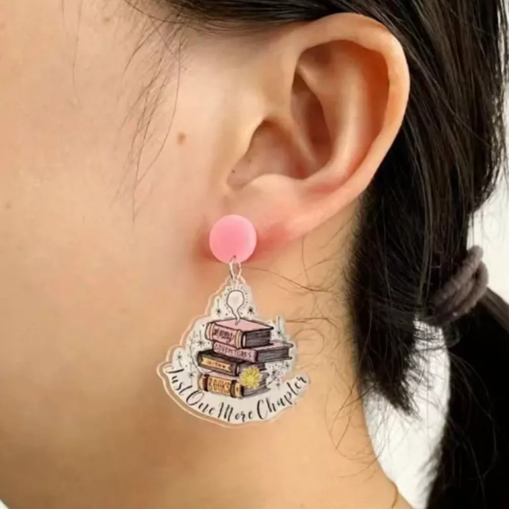 Book Stack Acrylic Drop Earrings, image 2