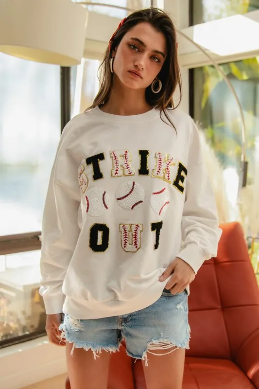 Baseballs Strikeout Patches French Terry Sweatshirt, image 2