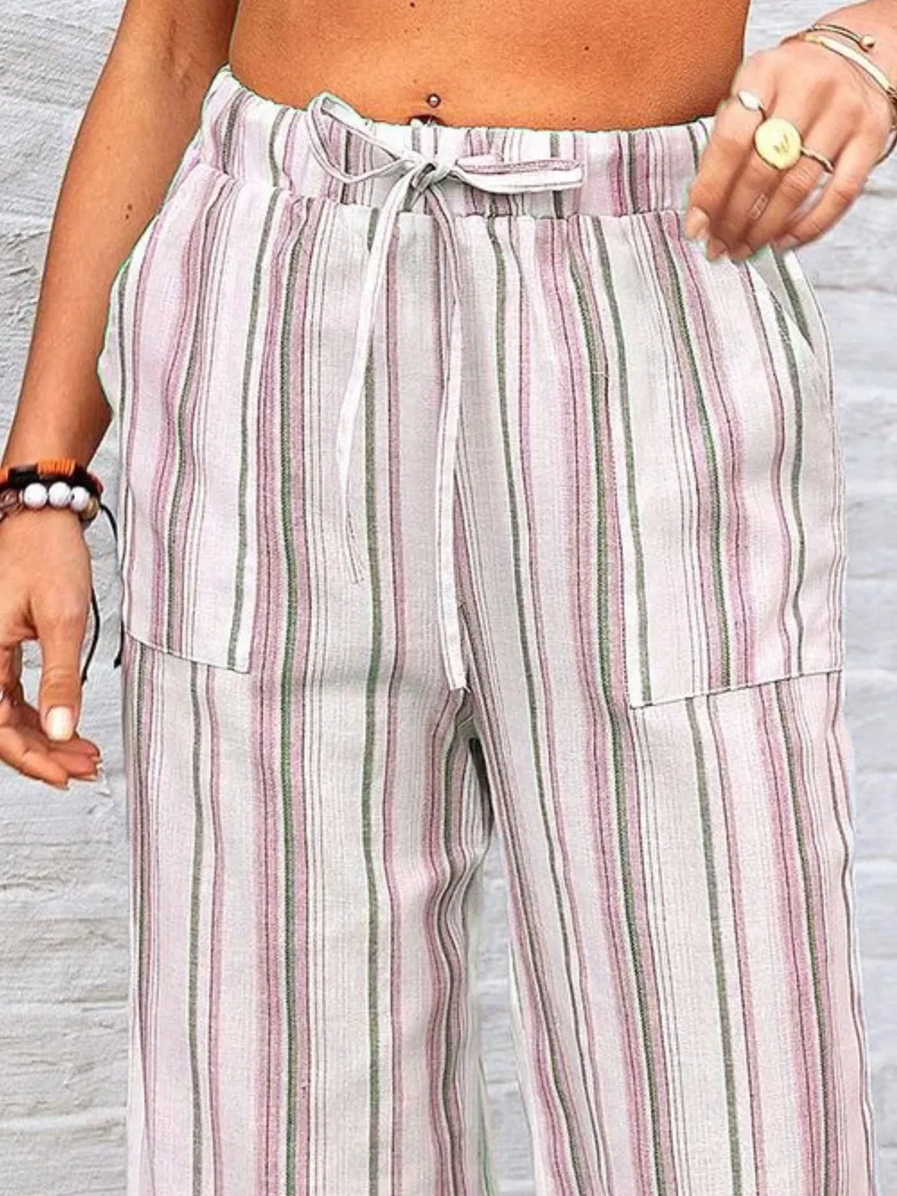 Full Size Striped Wide Leg Pants Plus Size, image 6