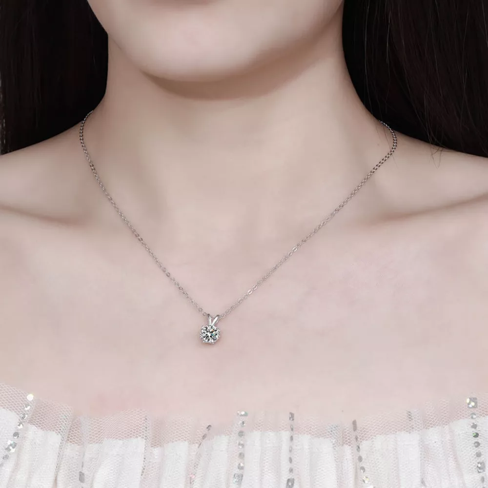 1 Carat Moissanite 925 Sterling Silver Pendant Necklace, image 5
