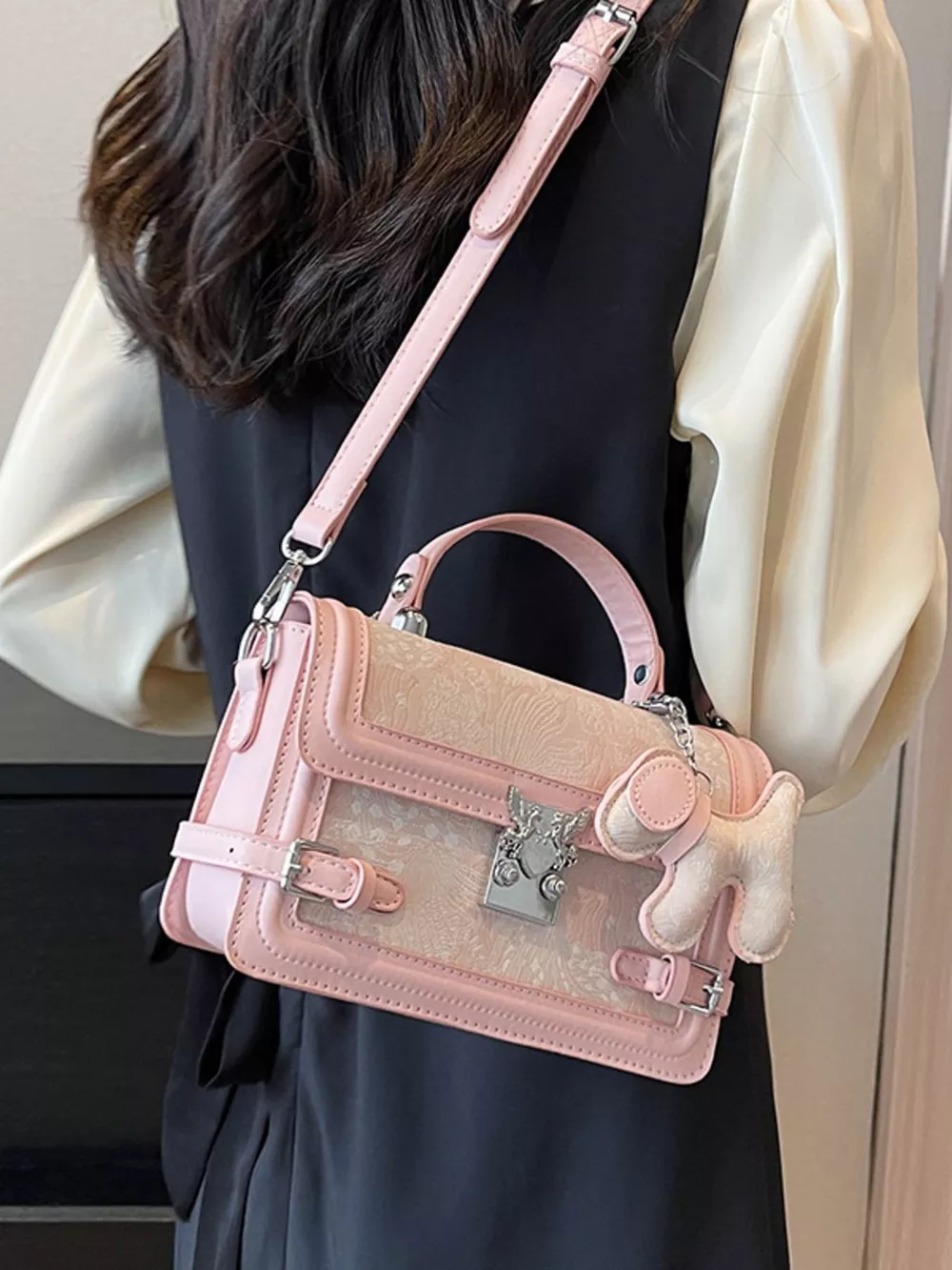 Adjustable Strap Flap Crossbody Bag, image 4
