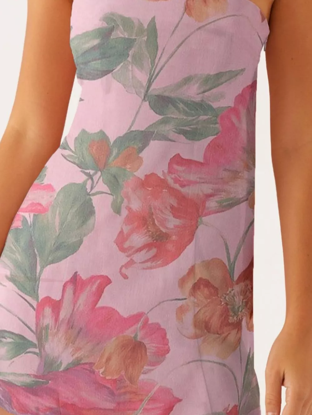 Floral Print Strapless Mini Dress with Scarf, image 9