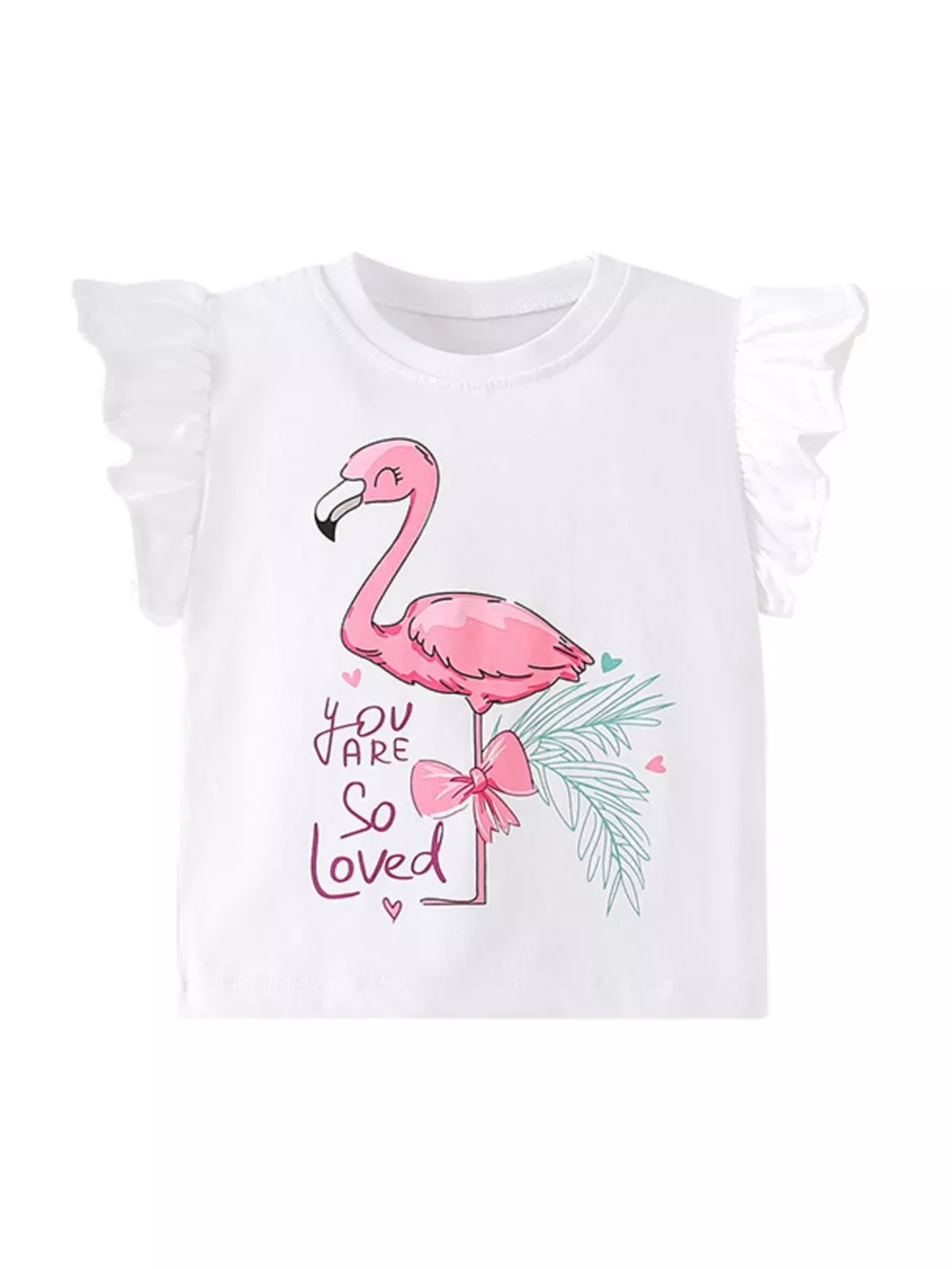 Children's Flamingo Graphic Ruffle Sleeve T-Shirt