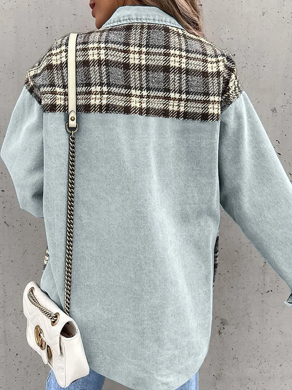 Plaid Button Up Dropped Shoulder Jacket, image 8